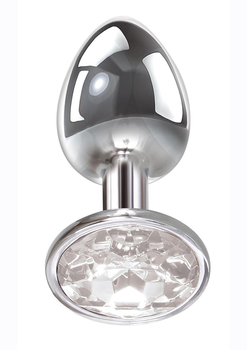 Adam and Eve Clear Gem Anal Plug - Clear/Metal - Small