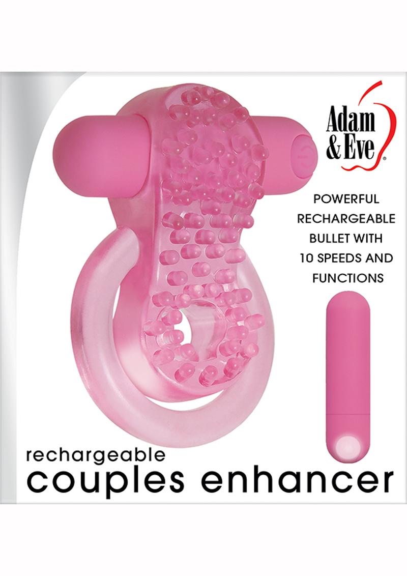 Adam and Eve Couples Enhancer Rechargeable Cock Ring - Pink