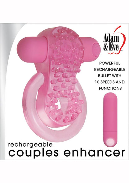 Adam and Eve Couples Enhancer Rechargeable Cock Ring - Pink