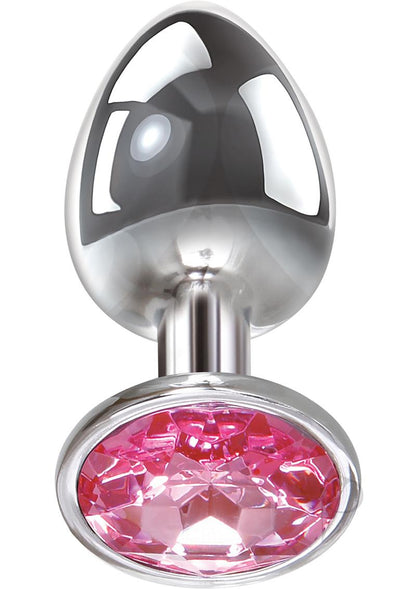 Adam and Eve Pink Gem Aluminum Anal Plug - Metal/Pink - Large