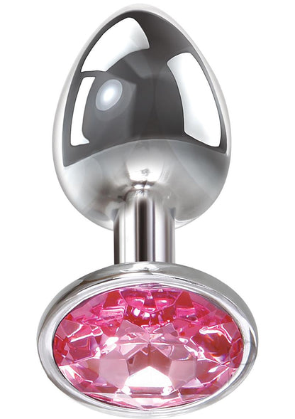 Adam and Eve Pink Gem Aluminum Anal Plug - Metal/Pink - Small