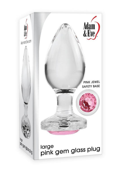 Adam and Eve Pink Gem Glass Plug - Pink - Large