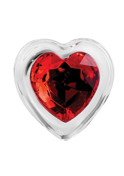 Adam and Eve Red Heart Gem Glass Anal Plug