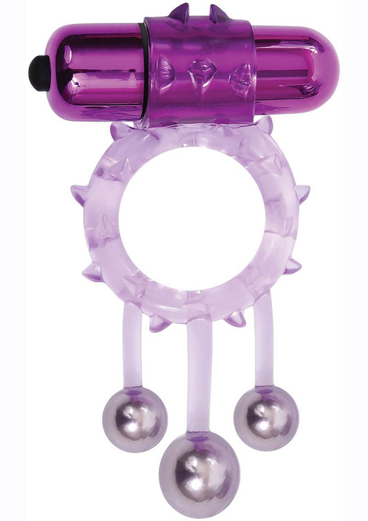 Adam and Eve 's Triple Ball Bangin' Vibrating Ring - Purple