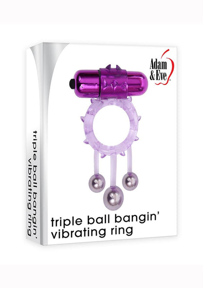 Adam and Eve 's Triple Ball Bangin' Vibrating Ring - Purple