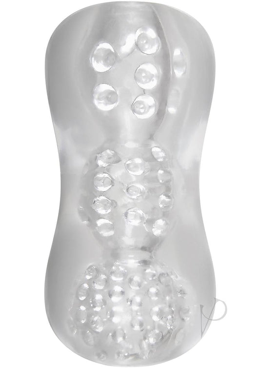 Adam and Eve Triple Chamber Ball Drainer Textured Stroker - Clear