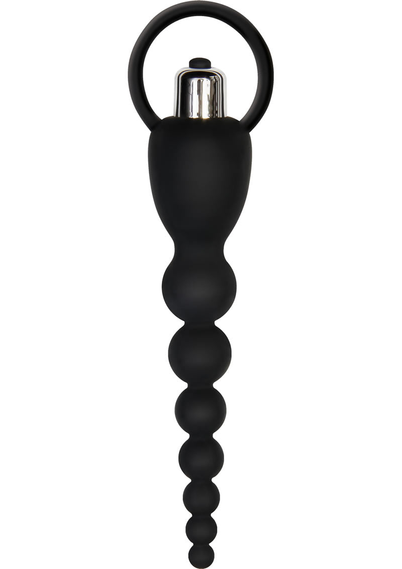 Adam and Eve Vibrating Silicone Anal Beads - Black