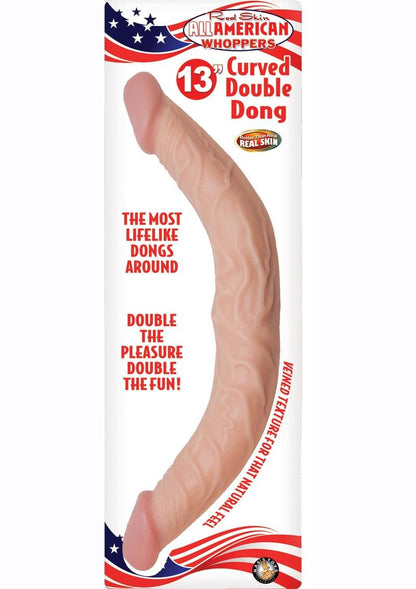 All American Whoppers Curved Double Dildo - Flesh/Vanilla - 13in