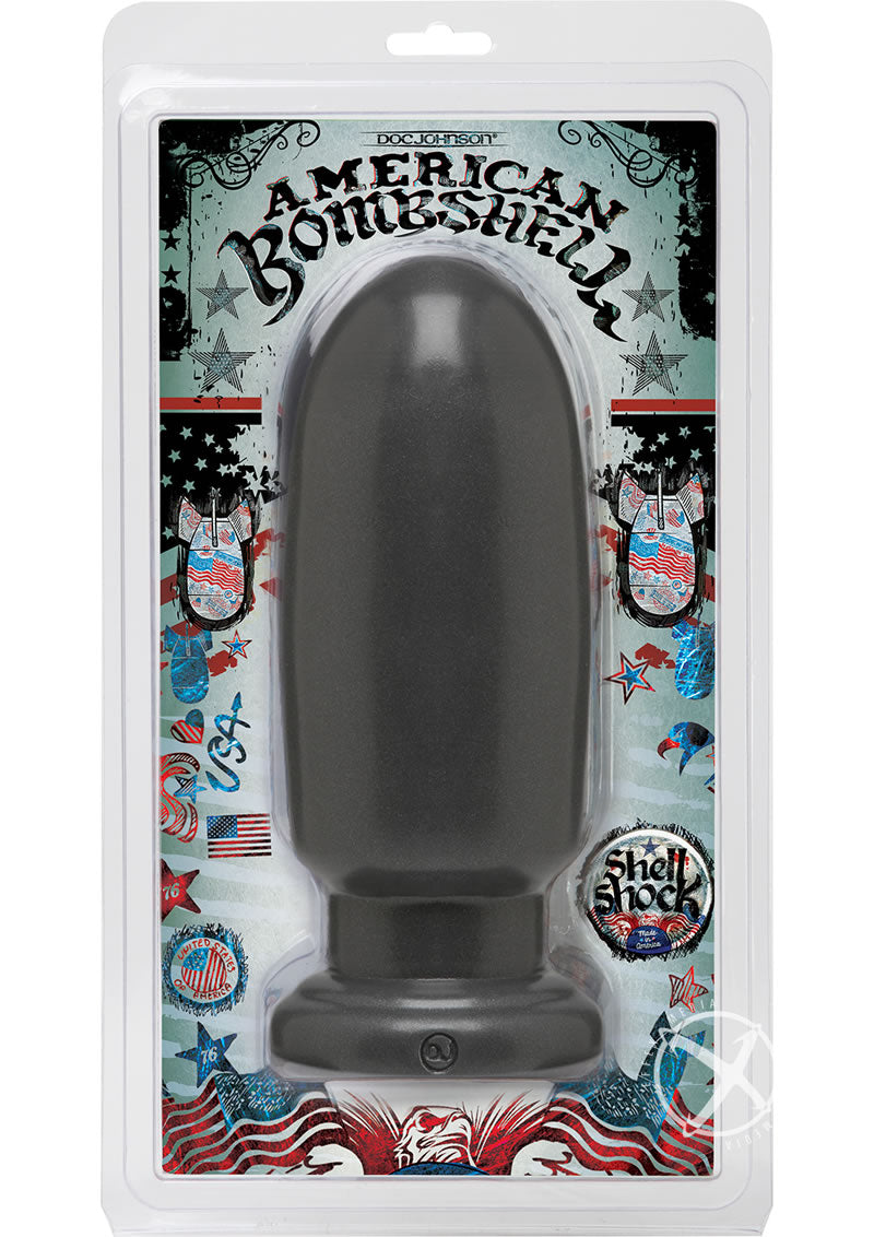 American Bombshell Shell Shock Anal Plug - Grey/Gun Metal - Large