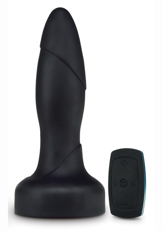 Anal Adventure Platinum Drive Butt Plug Silicone Rechargeable with Remote Control - Black