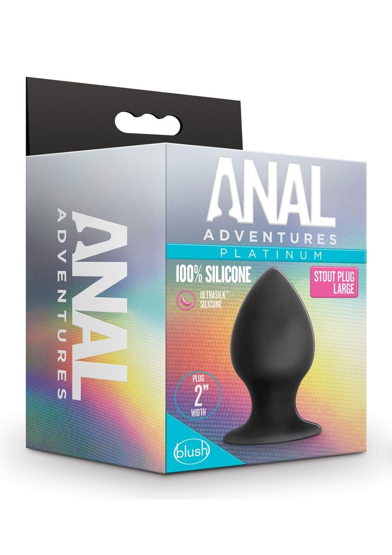 Anal Adventures Platinum Silicone Anal Stout Plug - Black - Large