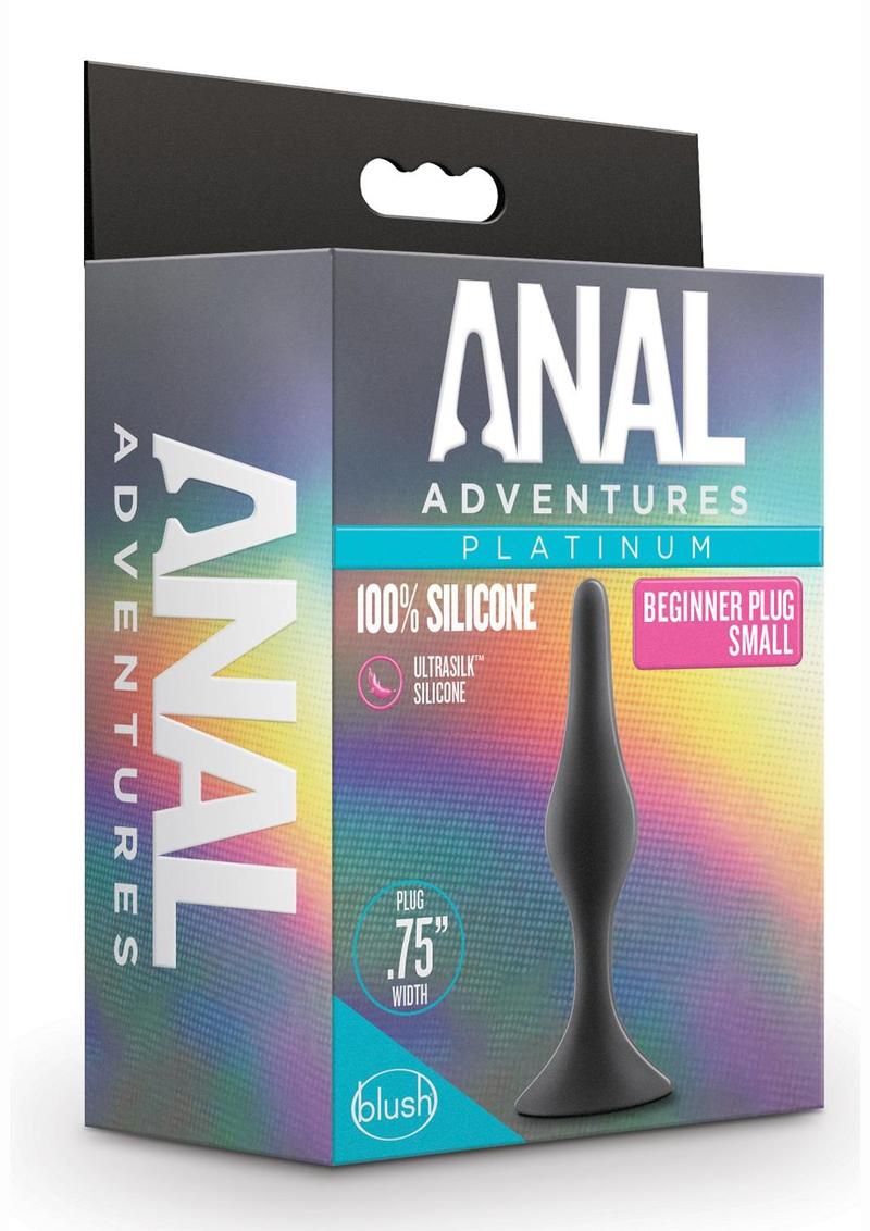 Anal Adventures Platinum Silicone Beginner Plug - Black - Small