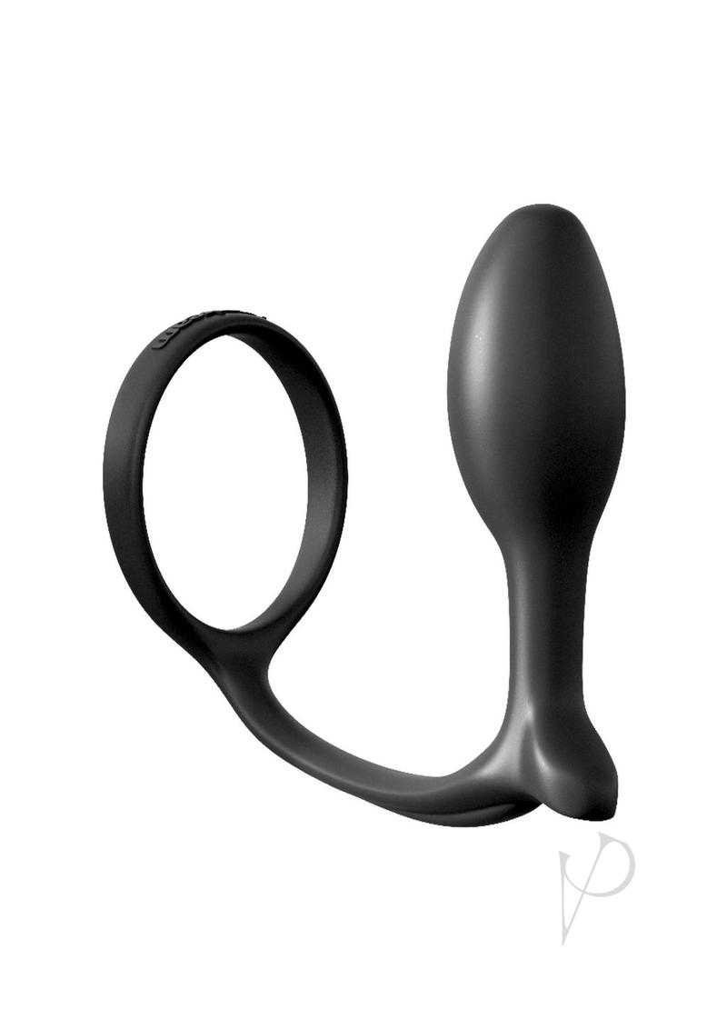 Anal Fantasy Collection Ass-Gasm Cock Ring Beginners Silicone Plug Slim - Black - 3.4in