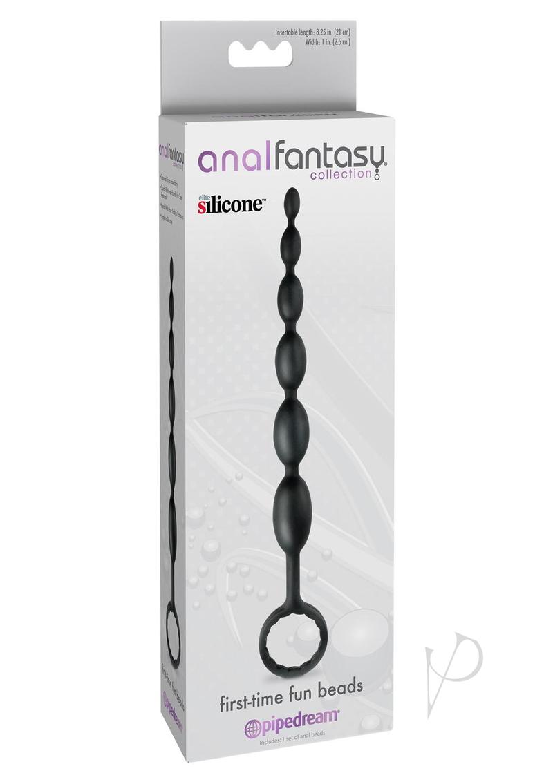 Anal Fantasy Collection Silicone First Time Fun Beads - Black - 8.25in