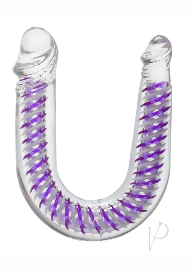 Art Deco AC/DC Double Dildo - Clear/Purple - 12.25in