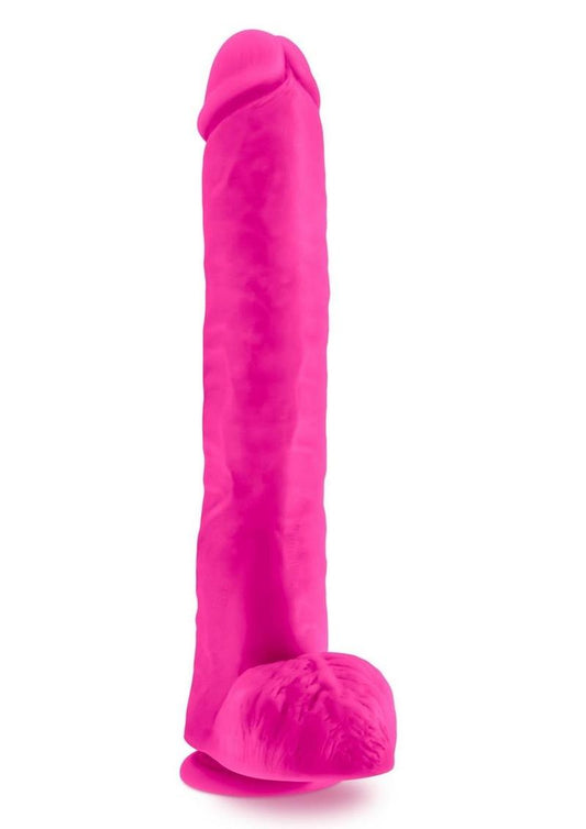 Au Naturel Bold Daddy Dildo with Suction Cup and Balls - Pink - 14in