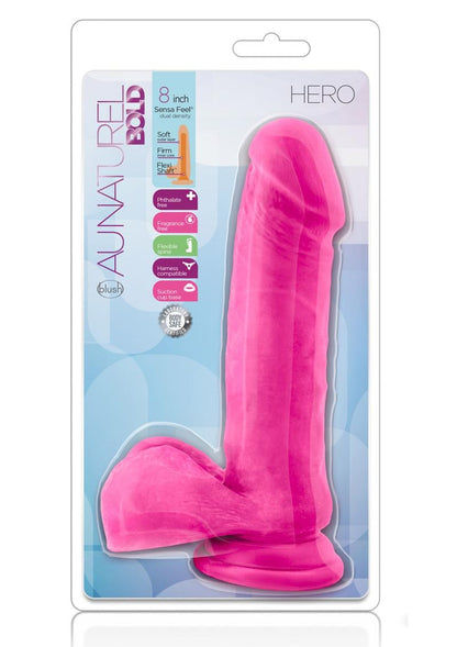 Au Naturel Bold Hero Dildo with Suction Cup - Pink - 8in