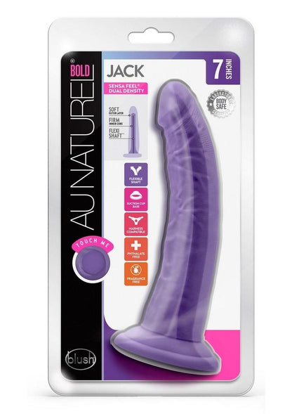 Au Naturel Bold Jack Dildo with Suction Cup - Purple - 7in