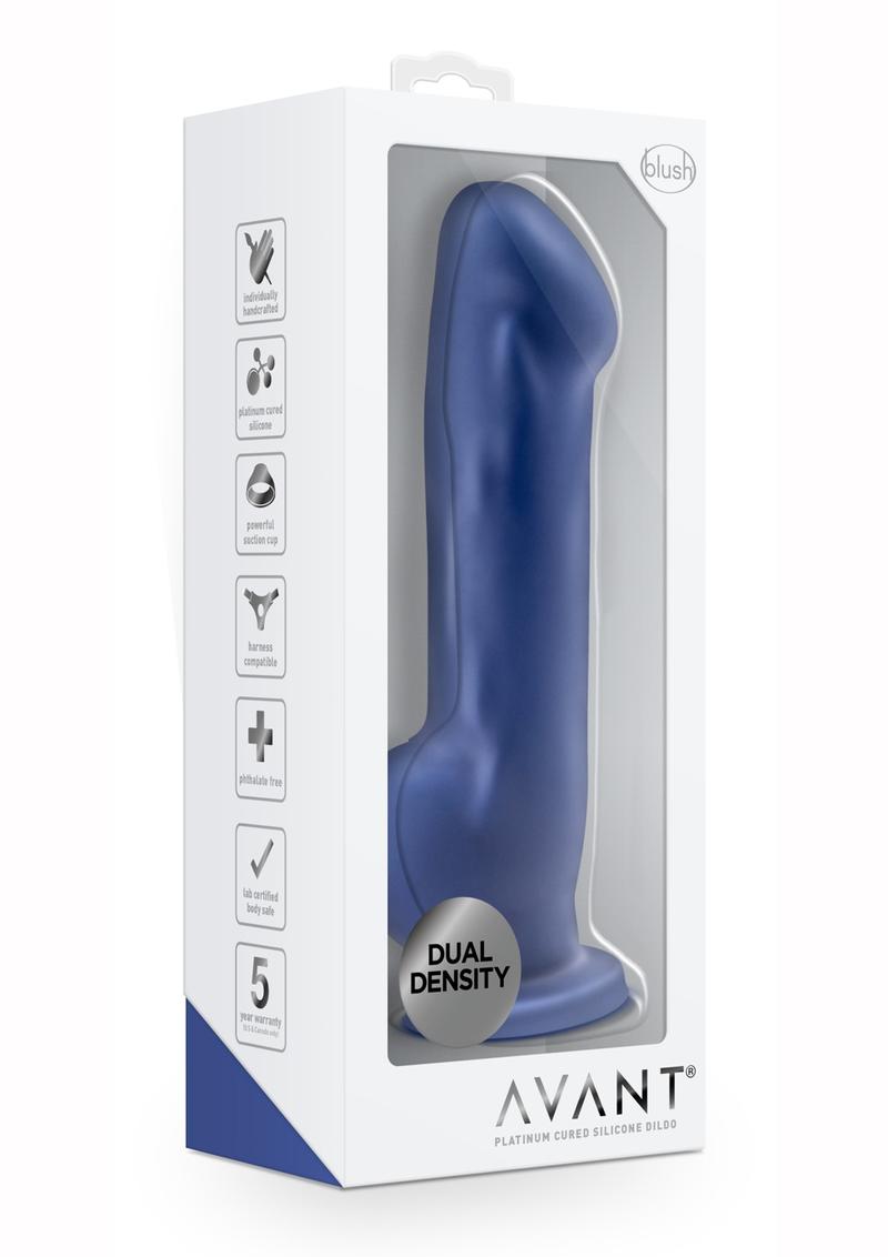 Avant D8 Ergo Silicone Dildo with Suction Cup - Blue/Indigo - 7.5in