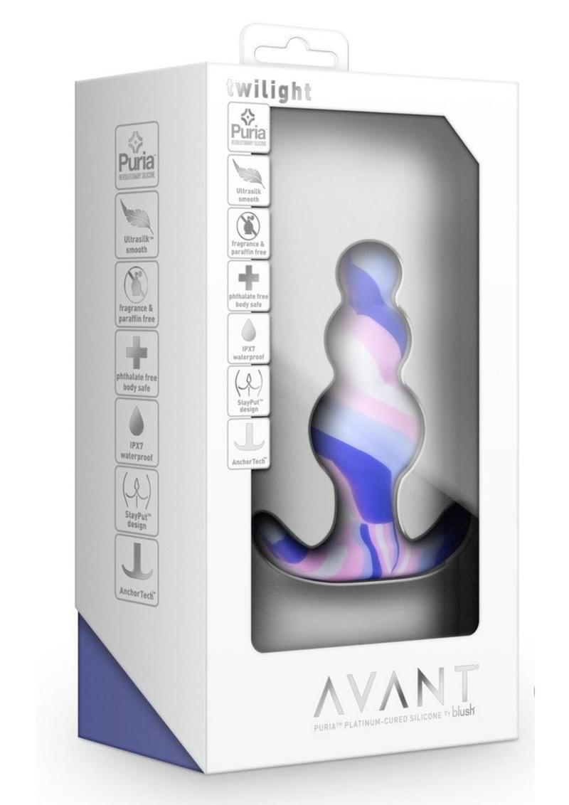 Avant Twilight Blue Silicone Anal Plug - Blue/White