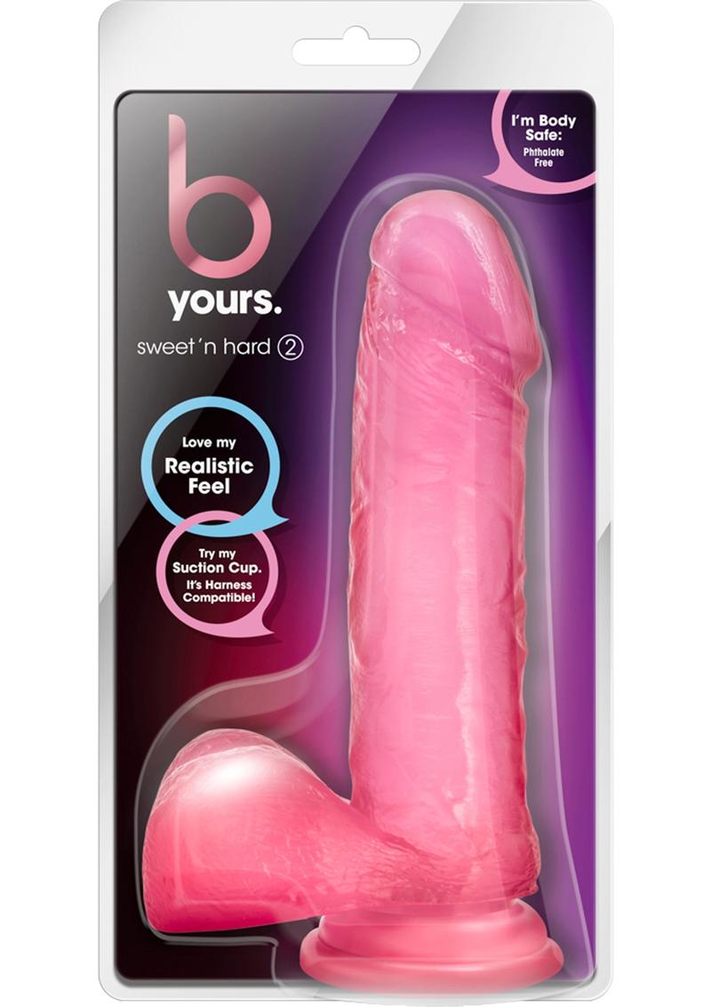 B Yours Sweet N' Hard 2 Dildo with Balls - Pink - 7.75in