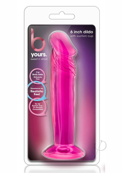 B Yours Sweet N' Small Dildo with Suction Cup - Pink - 6in