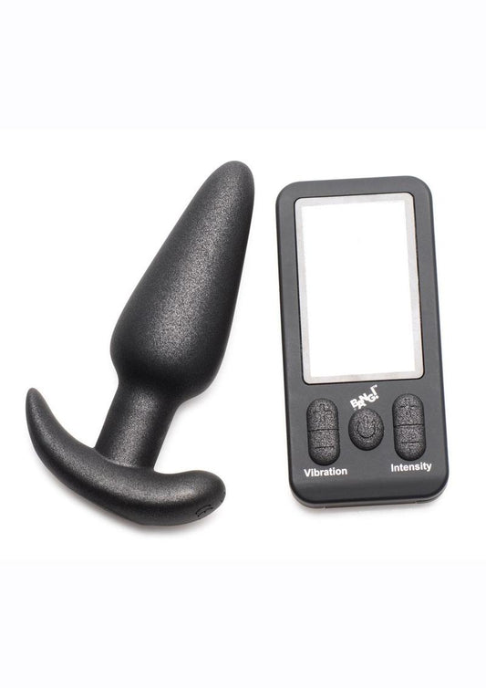 Bang 25x Rechargeable Silicone Butt Plug with Remote Control - Black