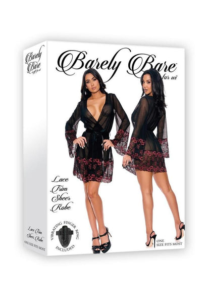 Barely Bare Lace Trim Sheer Robe - Black - One Size