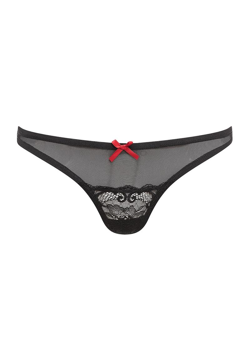 Barely Bare Mesh and Lace Panty - Black - One Size