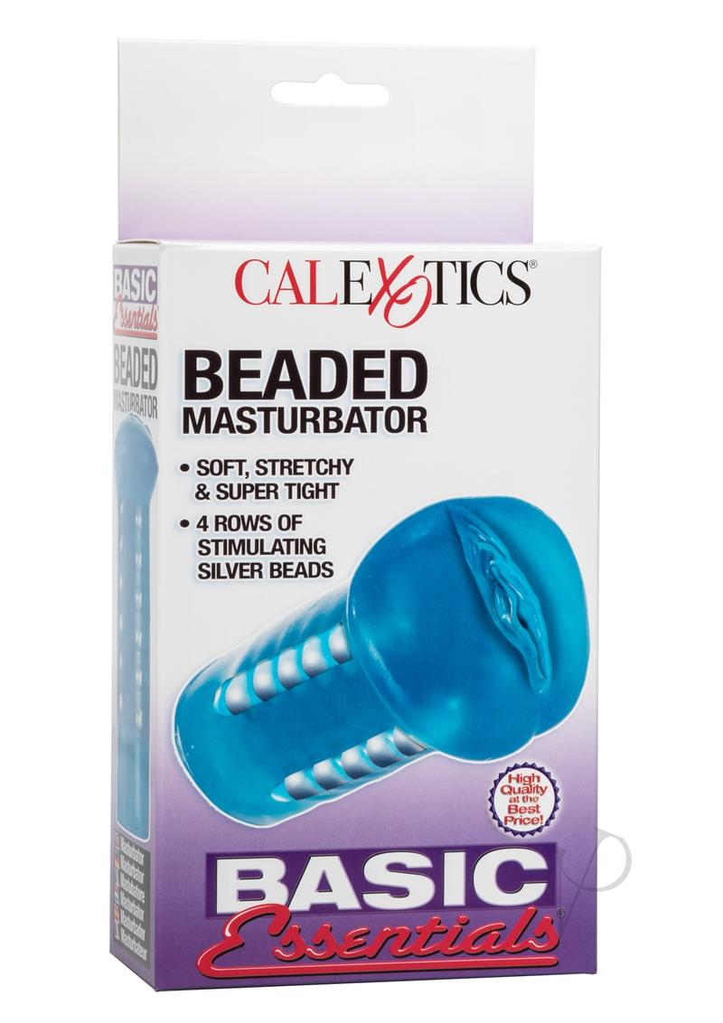 Basic Essentials Beaded Masturbator - Blue - 5in