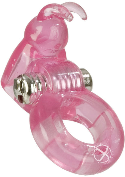 Basic Essentials Bunny Enhancer Vibrating Cock Ring with Clitoral Stimulation - Pink