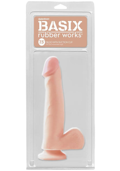 Basix Rubber Works Dong with Suction Cup - Vanilla - 7.5in