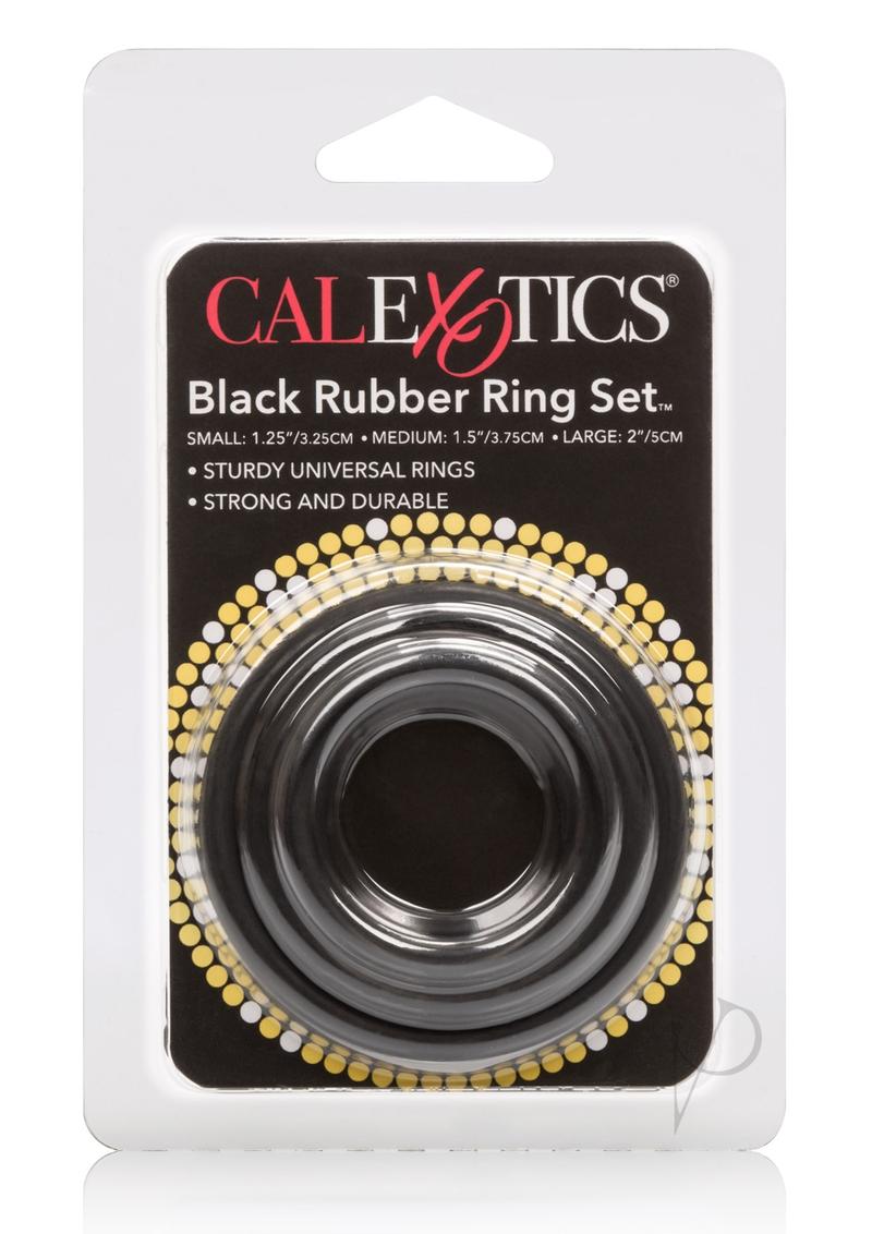 Black Rubber Cock Rings - Black - 3 Piece Set