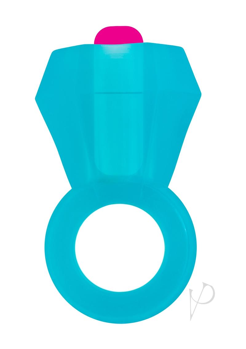 Bling Pop Vibrating Cock Ring - Blue