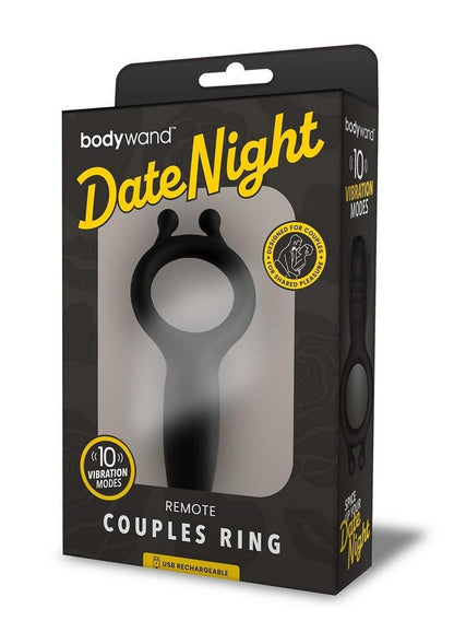 Bodywand Date Night Rechargeable Silicone Vibrating Cock Ring with Remote Control - Black