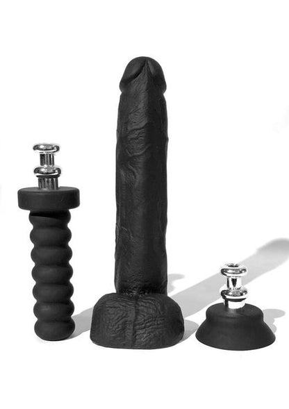 Boneyard Silicone Tool Kit Dildo with Balls 10in with Attachments - Black - 3 Per Set