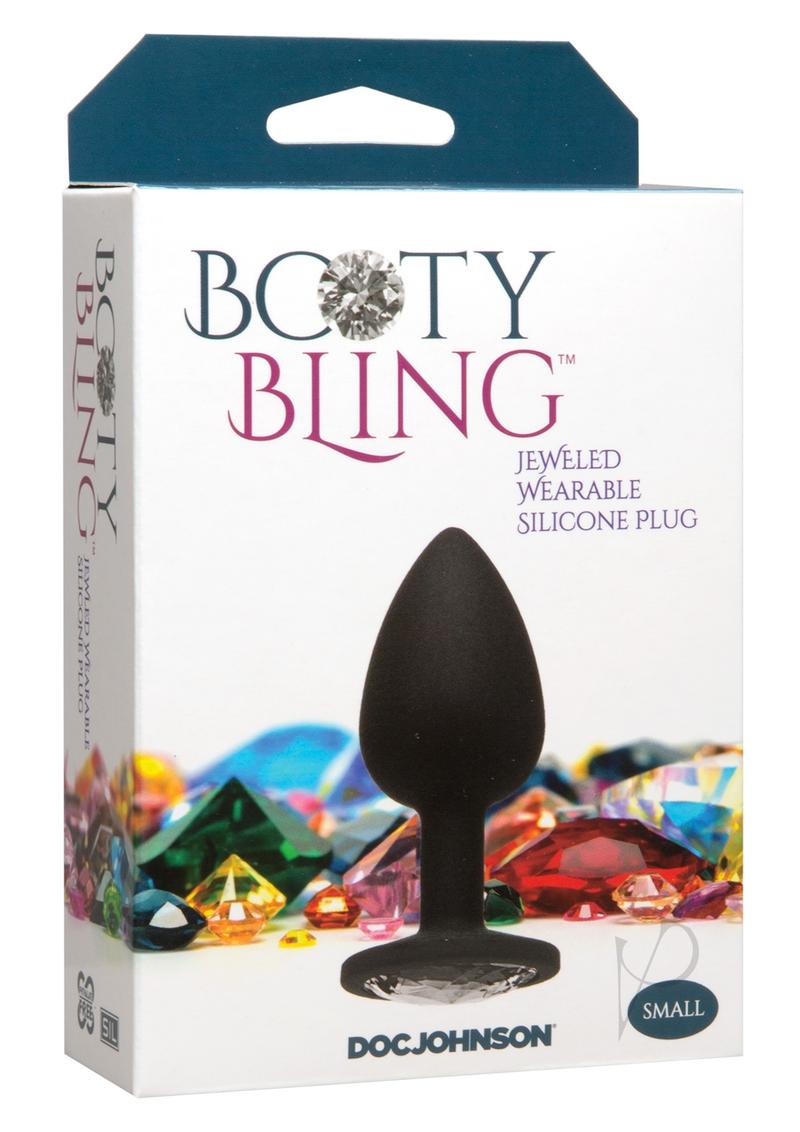 Booty Bling Jeweled Silicone Anal Plug - Silver - Small