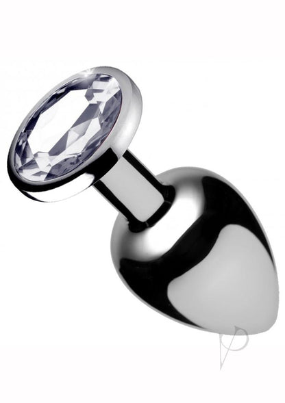 Booty Sparks Clear Gem Small Anal Plug - Clear/Metal/Silver - Small