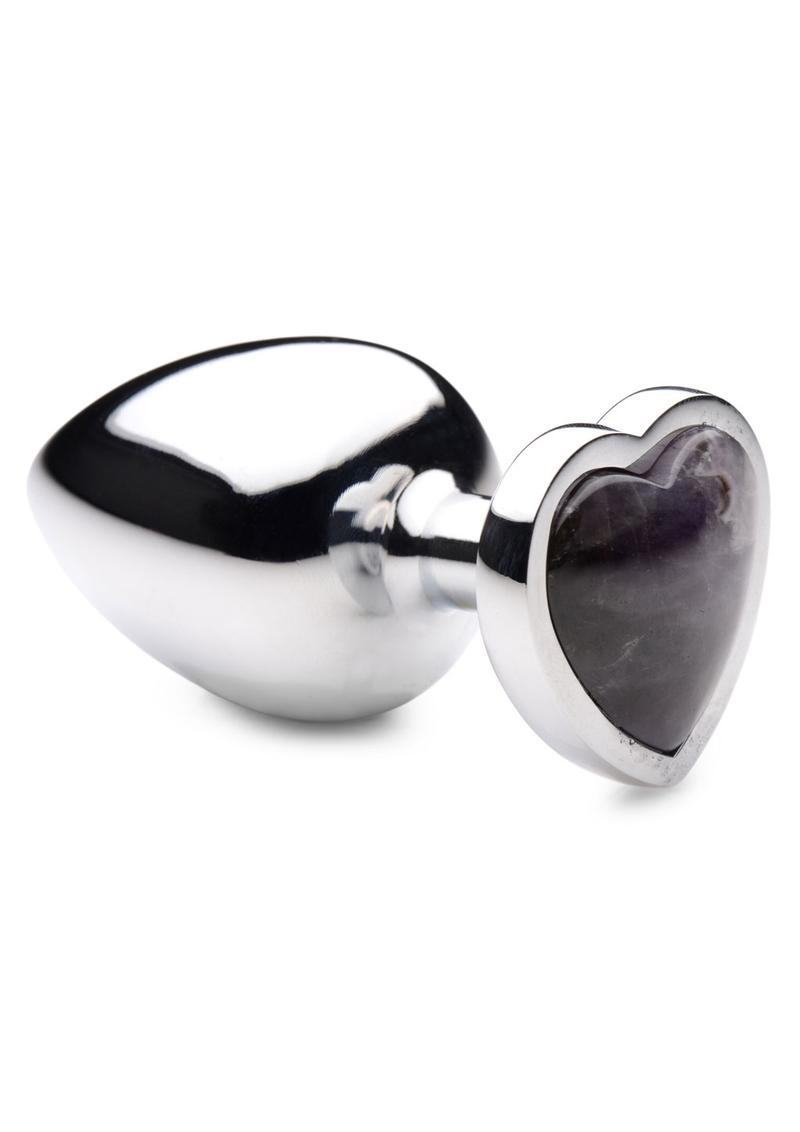 Booty Sparks Gemstones Amethyst Heart Anal Plug - Metal/Purple - Large