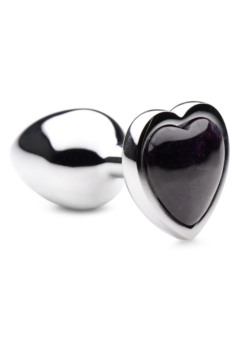 Booty Sparks Gemstones Amethyst Heart Anal Plug - Metal/Purple - Small