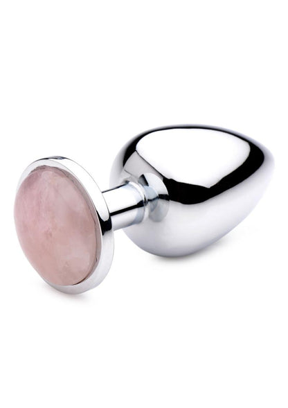 Booty Sparks Gemstones Rose Quartz Anal Plug - Metal/Pink - Large