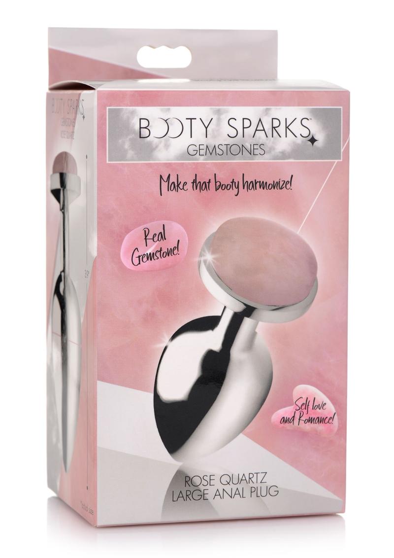 Booty Sparks Gemstones Rose Quartz Anal Plug - Metal/Pink - Large