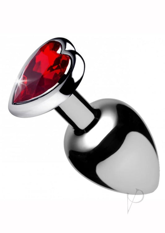 Booty Sparks Heart Gem Medium Anal Plug - Metal/Red - Small