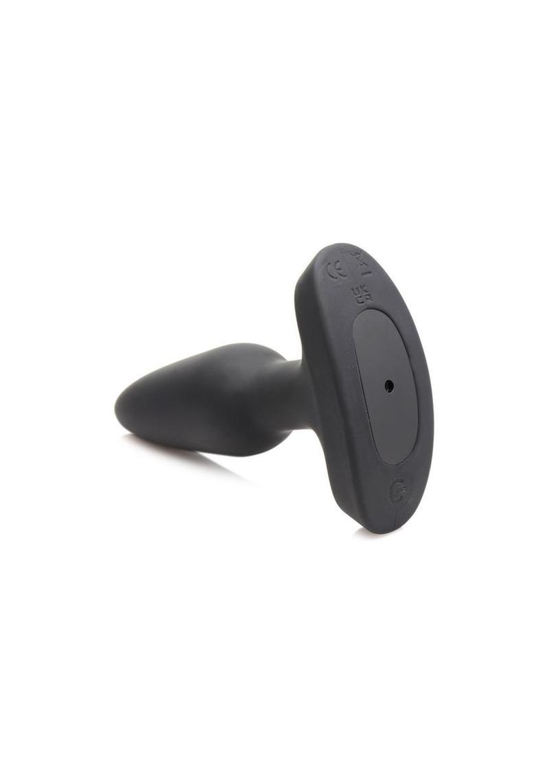 Booty Sparks Laser Heart Rechargeable Silicone Anal Plug with Remote Control - Small - Black with Red Lights