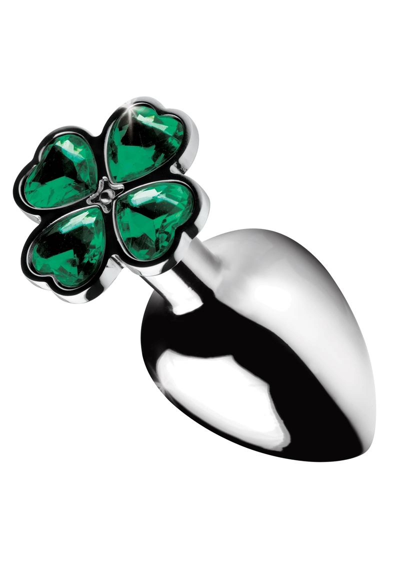 Booty Sparks Lucky Clover Gem Medium Anal Plug - Green - Medium