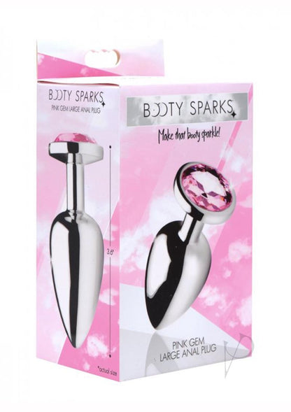 Booty Sparks Pink Gem Large Anal Plug - Metal/Pink - Large