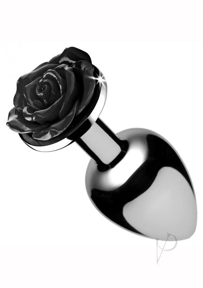 Booty Sparks Rose Butt Plug - Black/Metal - Large