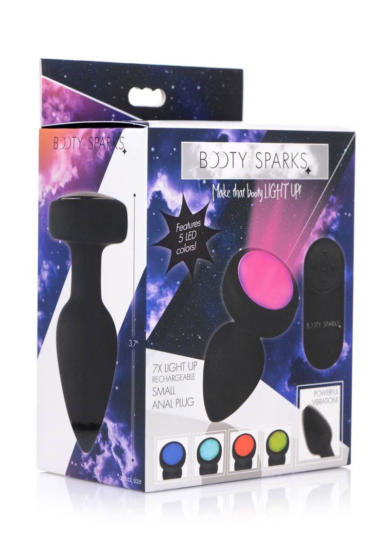 Booty Sparks Silicone Vibrating Led Plug - Black - Small