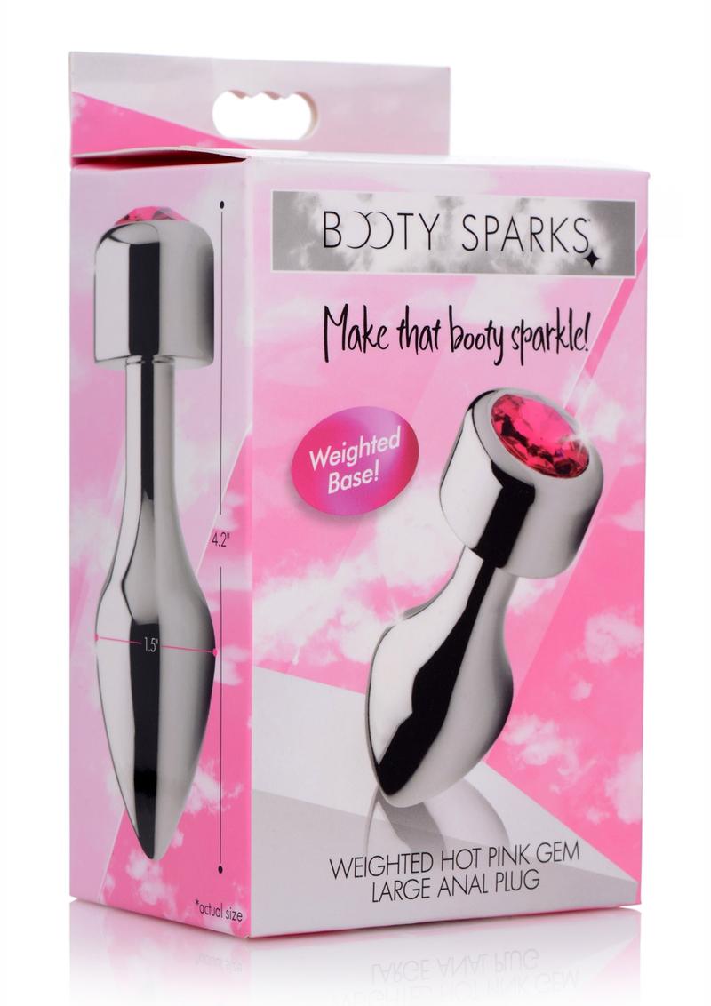 Booty Sparks Weighted Base Aluminum Plug Gem - Metal/Pink - Large