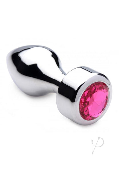 Booty Sparks Weighted Base Aluminum Plug Gem - Metal/Pink - Medium